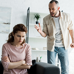 emotionally abusive husband yelling at his wife